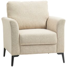 Rackhams Linen Fabric Modern Accent Chair with Metal Legs, Wood Frame, Beige - thumbnail 2