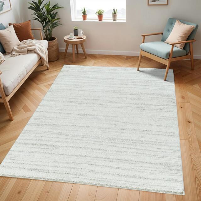 Rackhams Cloudy Shag-Modern Ivory Grey Soft Plush Pile Rug - 160 x 213 cm - image 1