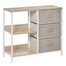 Rackhams Chest Dresser Tower with 3 Drawers Storage Cabinet Organizer, Beige - thumbnail 3