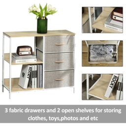 Rackhams Chest Dresser Tower with 3 Drawers Storage Cabinet Organizer, Beige - thumbnail 5