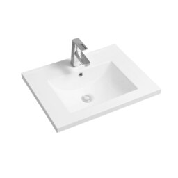 Rackhams 5001 Ceramic 61cm Mid-Edge Inset Basin with Scooped Bowl - White - Ceramic - 61cm - thumbnail 2