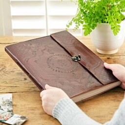 Rackhams Indra Extra Large Embossed Leather Photo Album - Leather