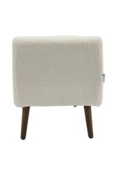 Rackhams Teddy Fur 2-Seat Upholstered Storage Bench with Side Arms and Walnut Colored Legs - Beige - thumbnail 5