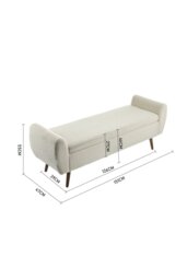 Rackhams Teddy Fur 2-Seat Upholstered Storage Bench with Side Arms and Walnut Colored Legs - Beige - thumbnail 3