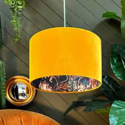"Rackhams Fire Cracker Midnight Garden Silhouette Lampshade in Butterscotch Velvet - Table / Floor Lamp - 30cm diameter x 25cm Height (12"" x 10"")" - thumbnail 1