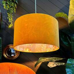 "Rackhams Fire Cracker Midnight Garden Silhouette Lampshade in Butterscotch Velvet - Table / Floor Lamp - 30cm diameter x 25cm Height (12"" x 10"")" - thumbnail 2
