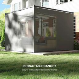 Rackhams 3 x 3m Moving Canopy Metal Pergola, with Curtains - Grey - thumbnail 5