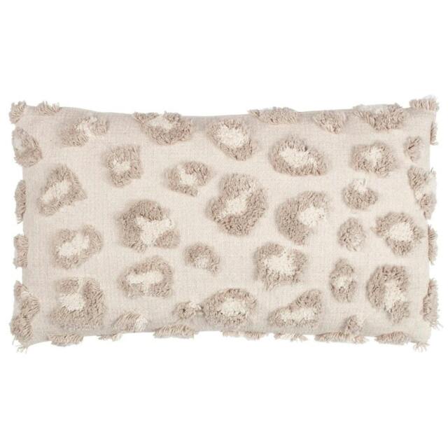 Rackhams Maeve Tufted Leopard Print Cushion Cover - Natural - 30cm x 50cm - Natural - 100% Cotton - image 1