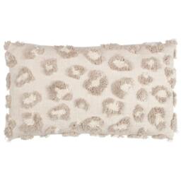 Rackhams Maeve Tufted Leopard Print Cushion Cover - Natural - 30cm x 50cm - Natural - 100% Cotton