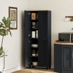 Rackhams Modern Kitchen Cupboard Storage Cabinet with 4 Shelves, Black - Grey - thumbnail 3