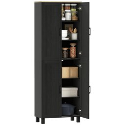 Rackhams Modern Kitchen Cupboard Storage Cabinet with 4 Shelves, Black - Grey - thumbnail 2