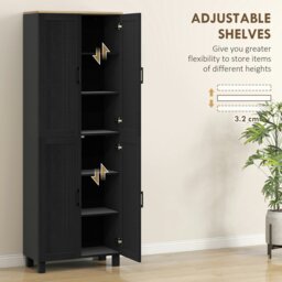 Rackhams Modern Kitchen Cupboard Storage Cabinet with 4 Shelves, Black - Grey - thumbnail 5