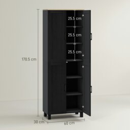 Rackhams Modern Kitchen Cupboard Storage Cabinet with 4 Shelves, Black - Grey - thumbnail 6