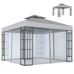 Rackhams 3 x 3(m) Patio Gazebo Canopy Garden Pavilion, Light Grey - 3x3 m - Gazebo - Light Grey - thumbnail 2