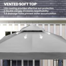 Rackhams 3 x 3(m) Patio Gazebo Canopy Garden Pavilion, Light Grey - 3x3 m - Gazebo - Light Grey - thumbnail 4
