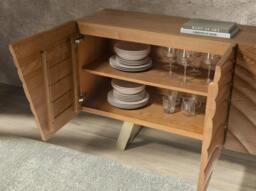 Rackhams Sideboard in light walnut and polished gold-coloured steel 3298 - thumbnail 5