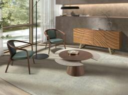 Rackhams Sideboard in light walnut and polished gold-coloured steel 3298 - thumbnail 4