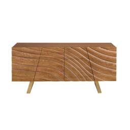 Rackhams Sideboard in light walnut and polished gold-coloured steel 3298 - thumbnail 3