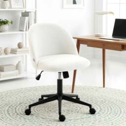 Rackhams Desk Chair, Fluffy Swivel Office Chair for Makeup Vanity, Cream - Yes - Light Pink - thumbnail 4