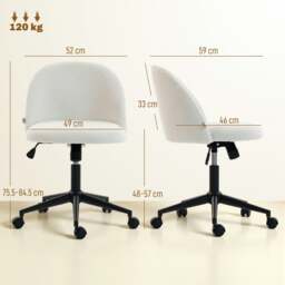 Rackhams Desk Chair, Fluffy Swivel Office Chair for Makeup Vanity, Cream - Yes - Light Pink - thumbnail 3