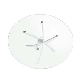 Rackhams Round tempered glass and white steel dining table 1138 - Ø130 x 75 - thumbnail 5