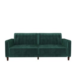 Rackhams Pin Tufted Transitional 3 Seater Sofa Bed - Velvet Green - Green - thumbnail 1