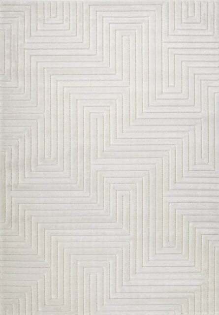 Rackhams Maze White Rug – Geometric 3D Textured Design - 120X170 cm - image 1