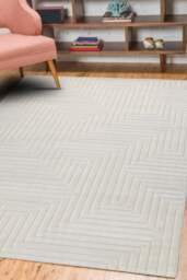 Rackhams Maze White Rug – Geometric 3D Textured Design - 120X170 cm - thumbnail 4