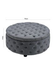 Rackhams Tufted Round Cocktail Footstool - Grey - thumbnail 4