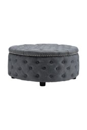 Rackhams Tufted Round Cocktail Footstool - Grey - thumbnail 3