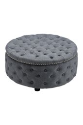 Rackhams Tufted Round Cocktail Footstool - Grey