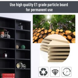Rackhams CD DVD Media Storage Shelves Display Shelf Racks Wooden Frame - Black - thumbnail 5