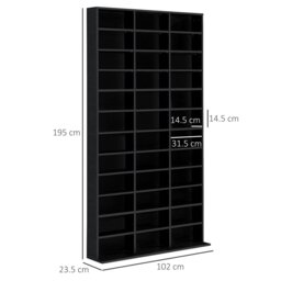 Rackhams CD DVD Media Storage Shelves Display Shelf Racks Wooden Frame - Black - thumbnail 3