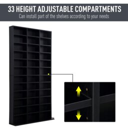 Rackhams CD DVD Media Storage Shelves Display Shelf Racks Wooden Frame - Black - thumbnail 4