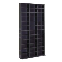 Rackhams CD DVD Media Storage Shelves Display Shelf Racks Wooden Frame - Black - thumbnail 2