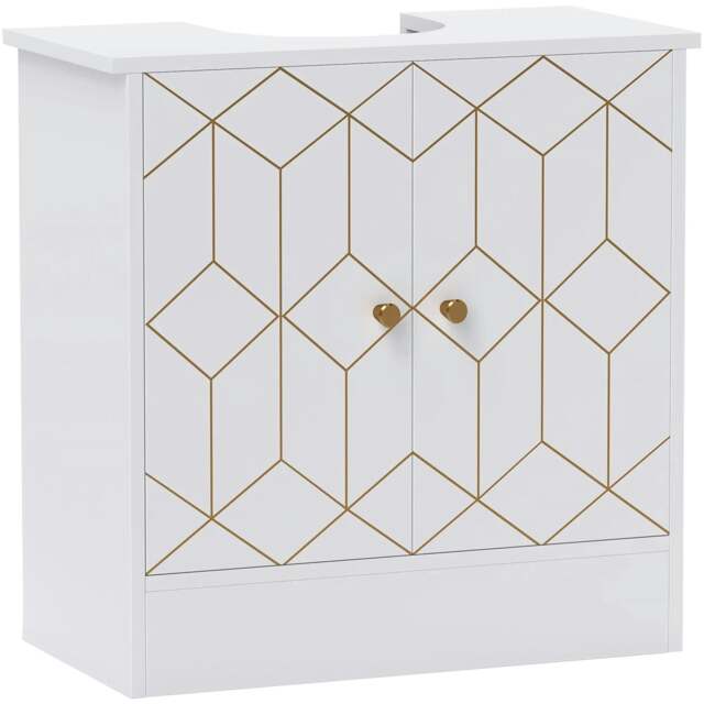 Rackhams Under Sink Bathroom Cabinet, Under Sink Cabinet with Adjustable Shelf and Open Compartment for Basin with or without Pedestal, 60 x 30 x 60cm, White