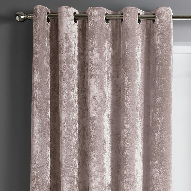 Rackhams Crushed Velvet Ready Made Eyelet Curtains - 168cm x 137cm - Blush - image 1