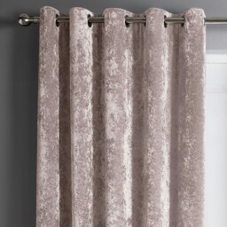 Rackhams Crushed Velvet Ready Made Eyelet Curtains - 168cm x 137cm - Blush