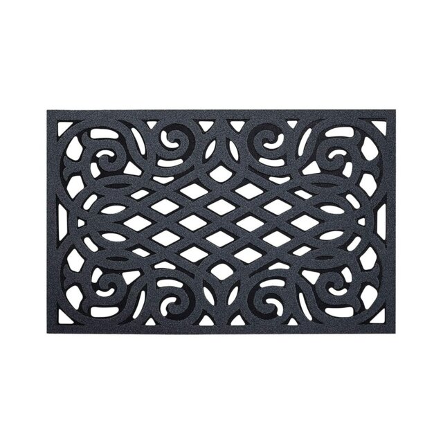 Rackhams Ornate Small Eco-Friendly Doormat in Grey with Open Back - Grey - Vinyl - 1