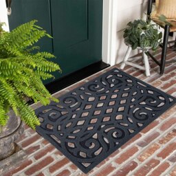 Rackhams Ornate Small Eco-Friendly Doormat in Grey with Open Back - Grey - Vinyl - 1 - thumbnail 4