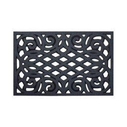 Rackhams Ornate Small Eco-Friendly Doormat in Grey with Open Back - Grey - Vinyl - 1 - thumbnail 1