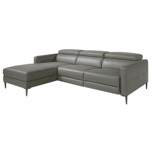 Rackhams Relax corner sofa in dark grey leather 6125/6126 - Left - image 1