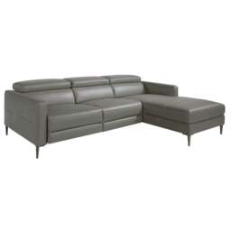Rackhams Relax corner sofa in dark grey leather 6125/6126 - Left - thumbnail 3