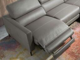 Rackhams Relax corner sofa in dark grey leather 6125/6126 - Left - thumbnail 5