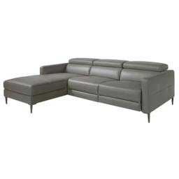 Rackhams Relax corner sofa in dark grey leather 6125/6126 - Left - thumbnail 1