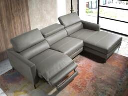 Rackhams Relax corner sofa in dark grey leather 6125/6126 - Left - thumbnail 6