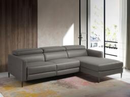 Rackhams Relax corner sofa in dark grey leather 6125/6126 - Left - thumbnail 2