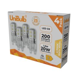 Rackhams LED G9 200lm 1.8W 2700K (Warm White) Light Bulb - Pack of 4 - thumbnail 2
