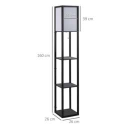Rackhams Floor Lamp with Shelves and Top Light, Modern Corner Standing Lamp with TC Fabric Lampshade for Living Room, Bedroom, Bulb not Included, Black - thumbnail 3