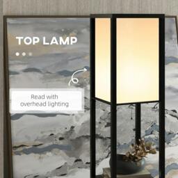 Rackhams Floor Lamp with Shelves and Top Light, Modern Corner Standing Lamp with TC Fabric Lampshade for Living Room, Bedroom, Bulb not Included, Black - thumbnail 5
